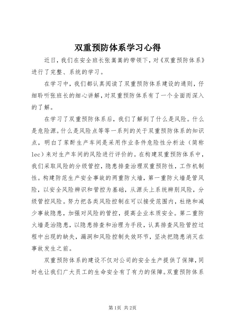 6双重预防体系学习心得