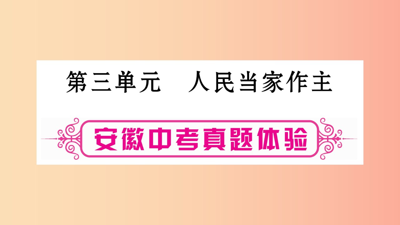 安徽省2019届中考道德与法治总复习