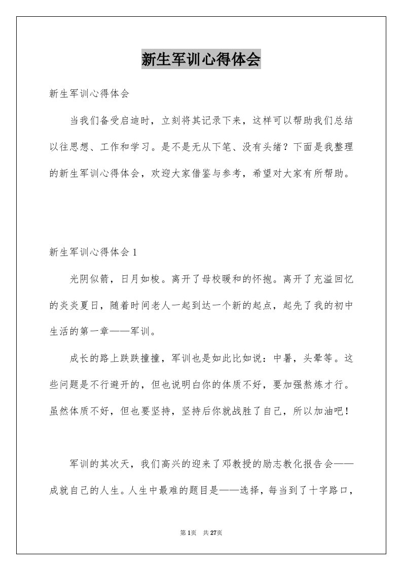 新生军训心得体会例文42