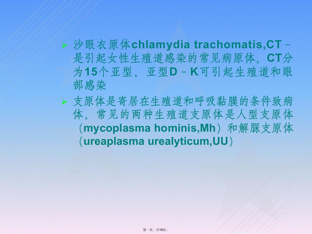 沙眼衣原体及支原体的