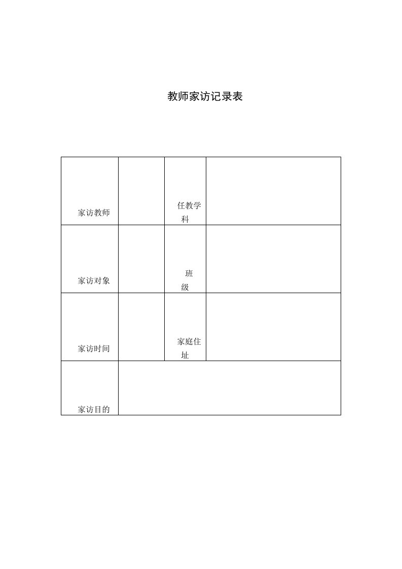 家访表及家访记录内容整理