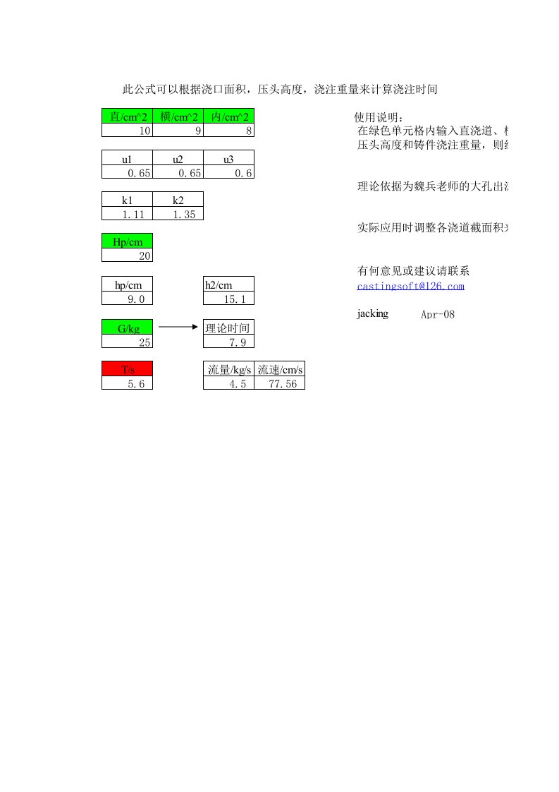 大孔出流计算器