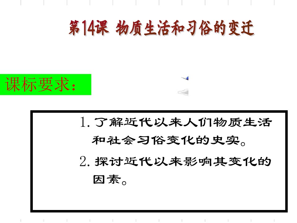 历史：第14课《物质生活和习俗的变迁》新人教版必修2课件