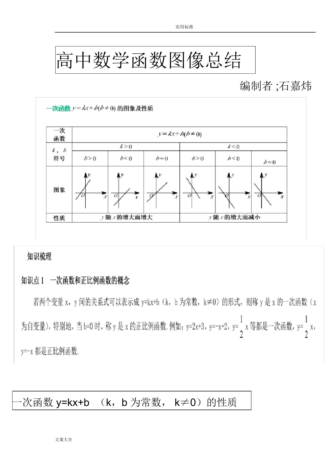 高中数学函数图像的总结