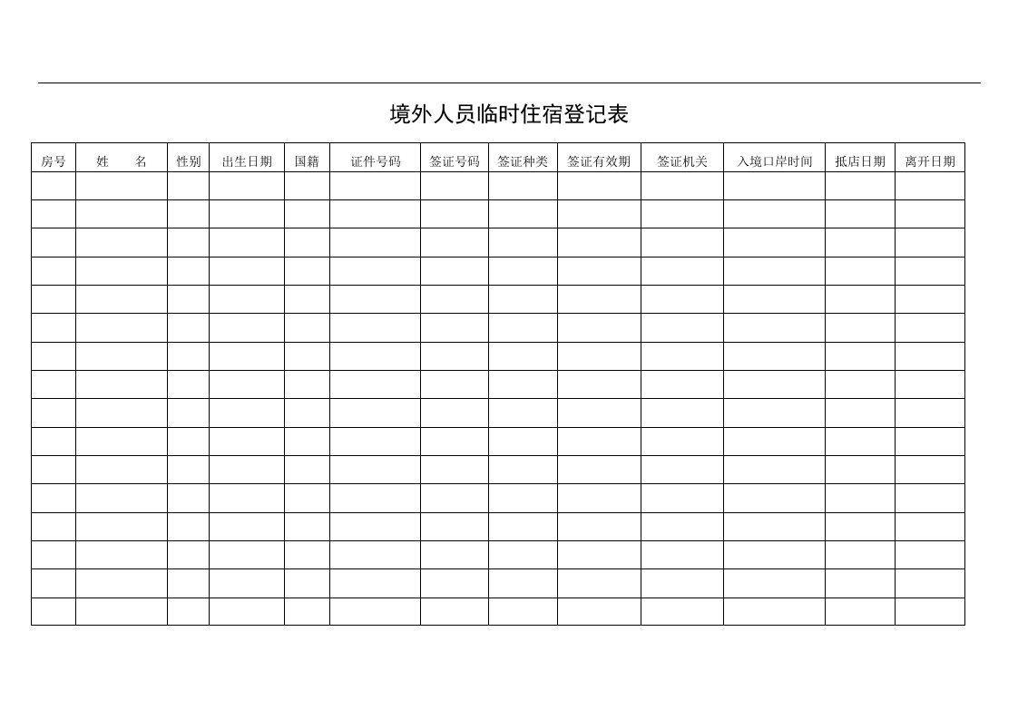 【管理精品】境外人员临时住宿登记表