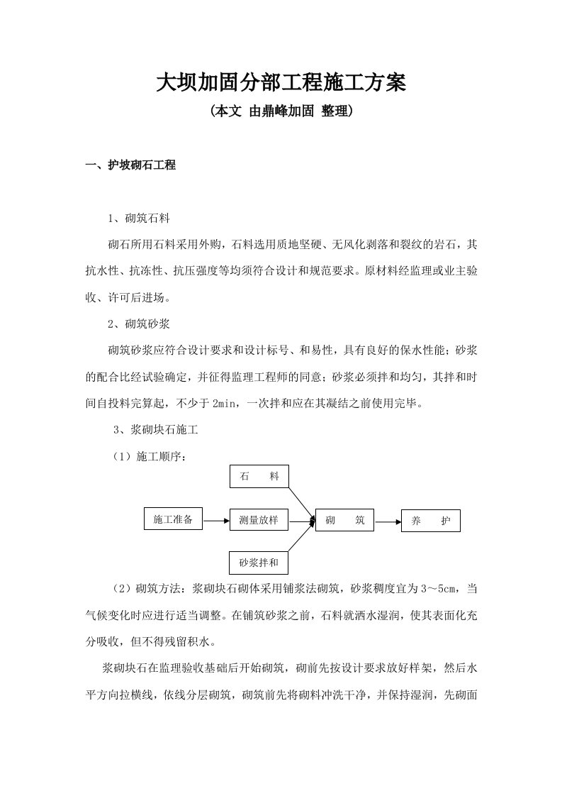 大坝加固工程施工方案