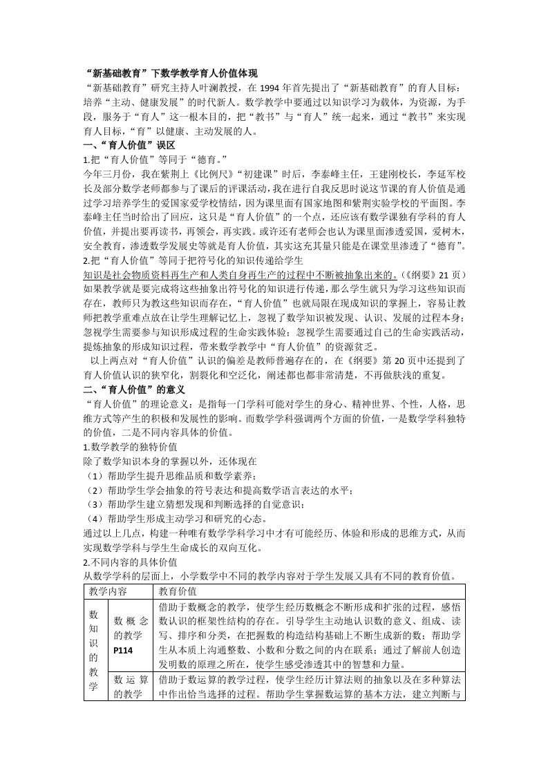 新基础教育下数学学科育人的价值体现