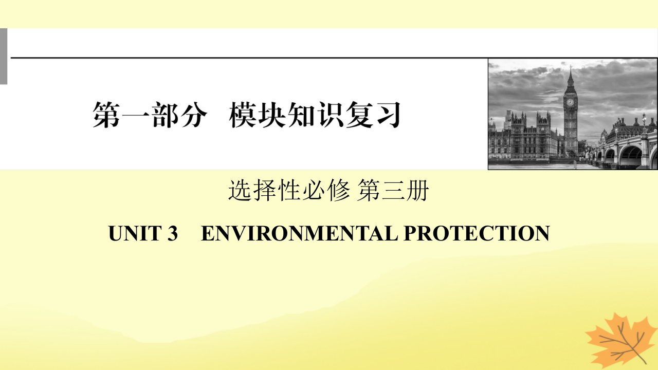 2024版高考英语一轮总复习第一部分模块知识复习选择性必修第三册Unit3EnvironmentalProtection课件