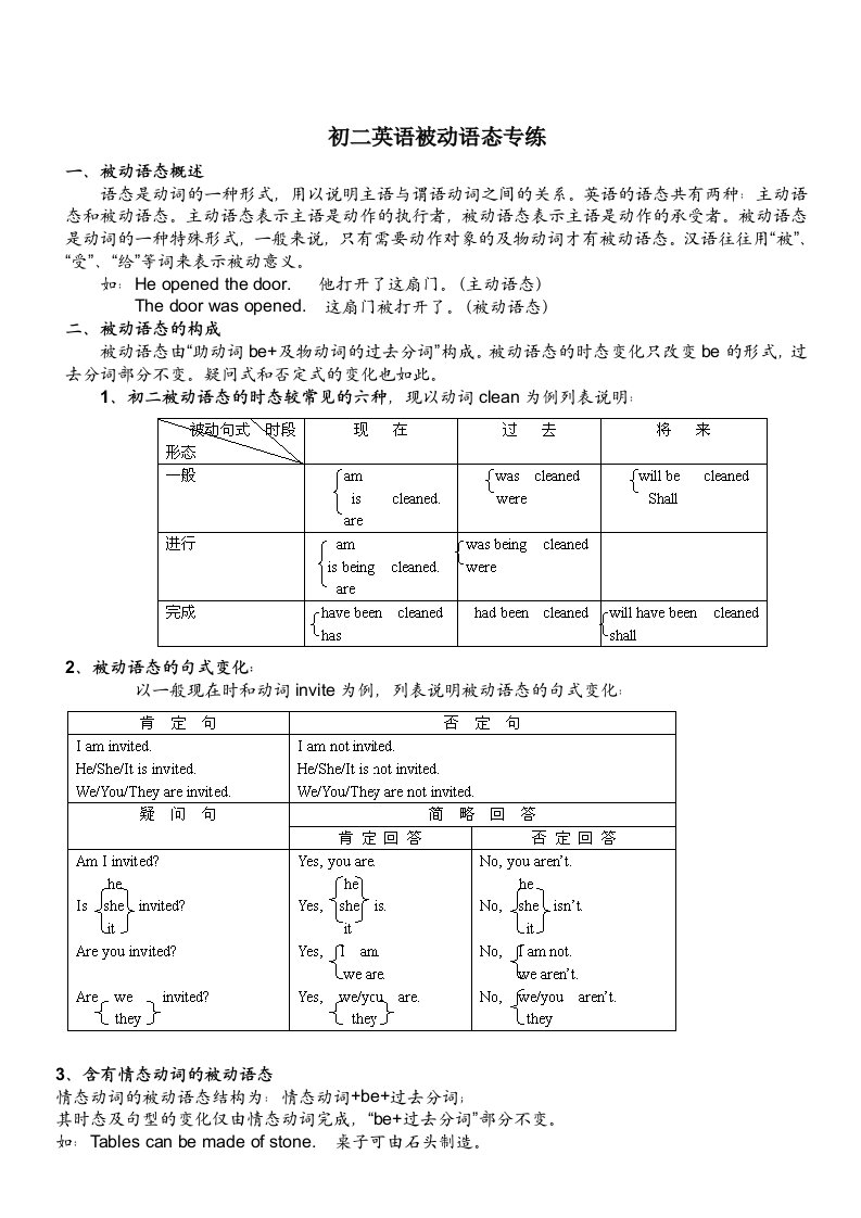 初二英语被动语态