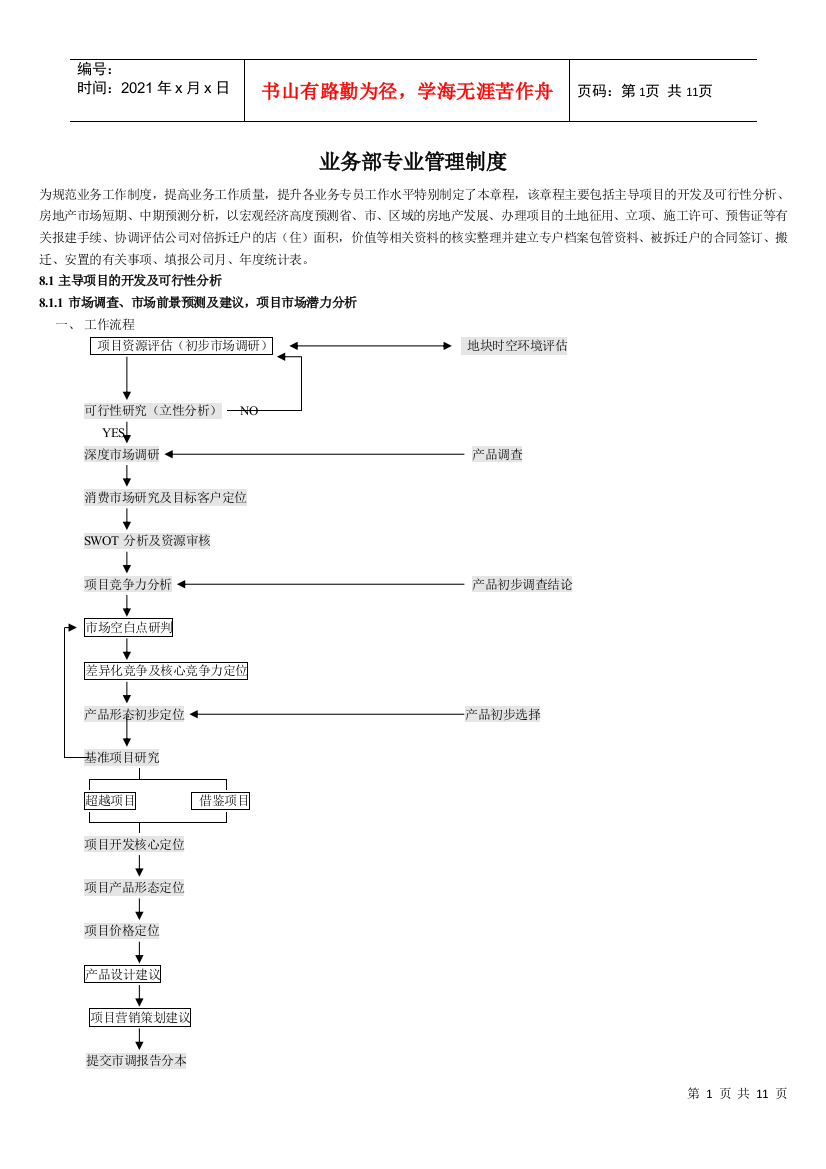 业务部专业管理制度