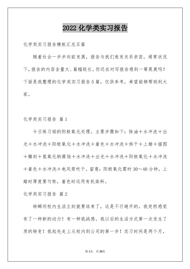 2024化学类实习报告优质0