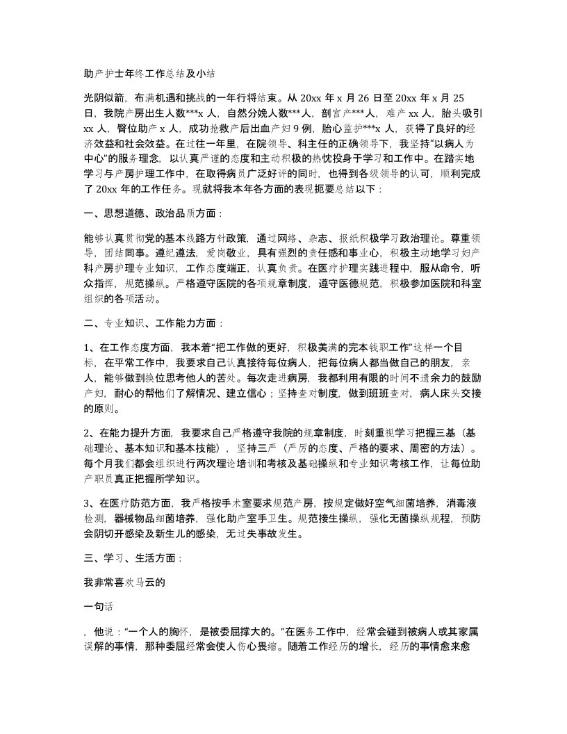 助产护士年终工作总结及小结