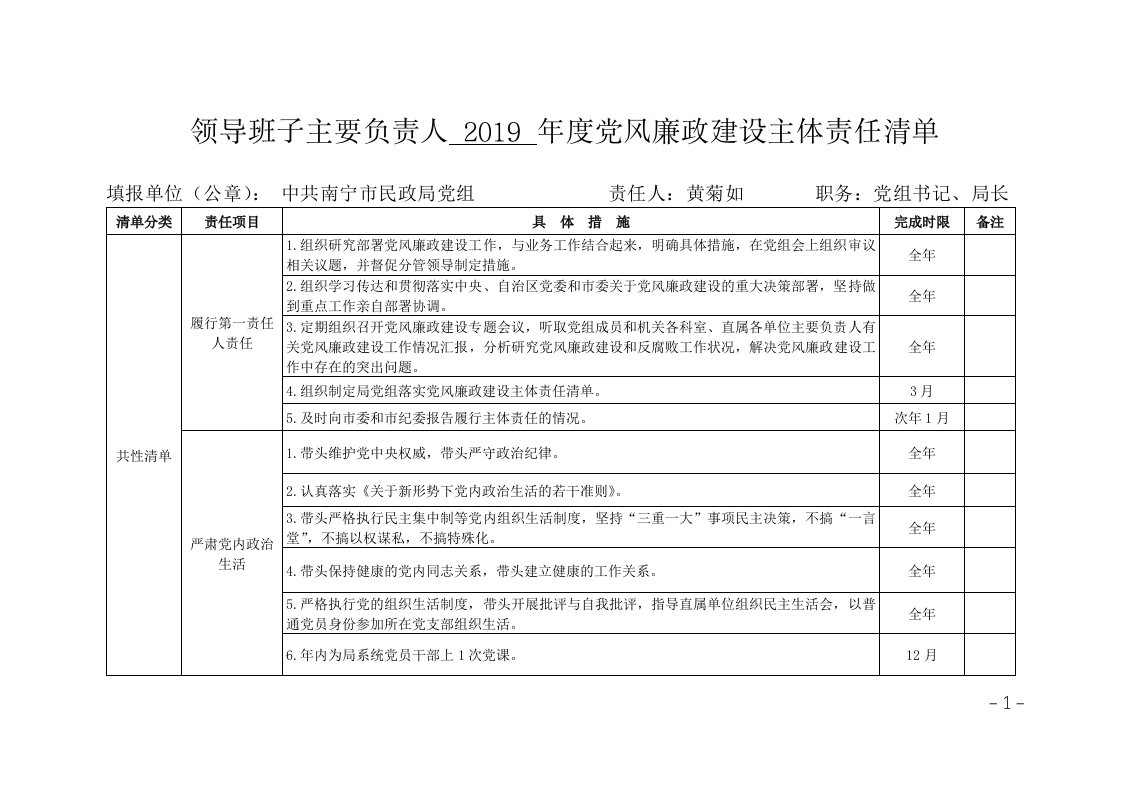 领导班子主要负责人