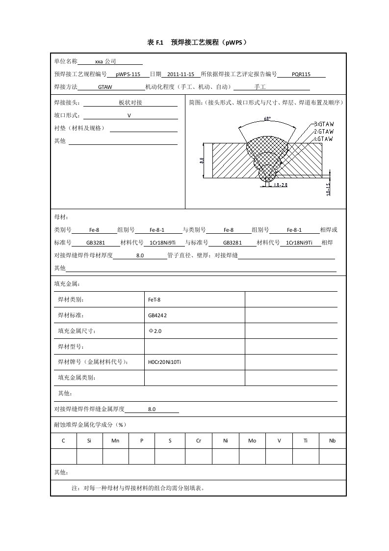 Cr18Ni9Ti8mm板状对接焊接工艺评定(氩弧焊)转换