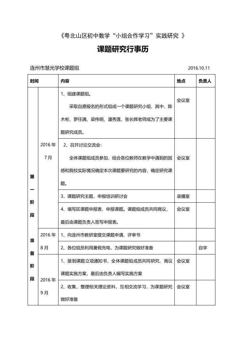 课题研究行事历