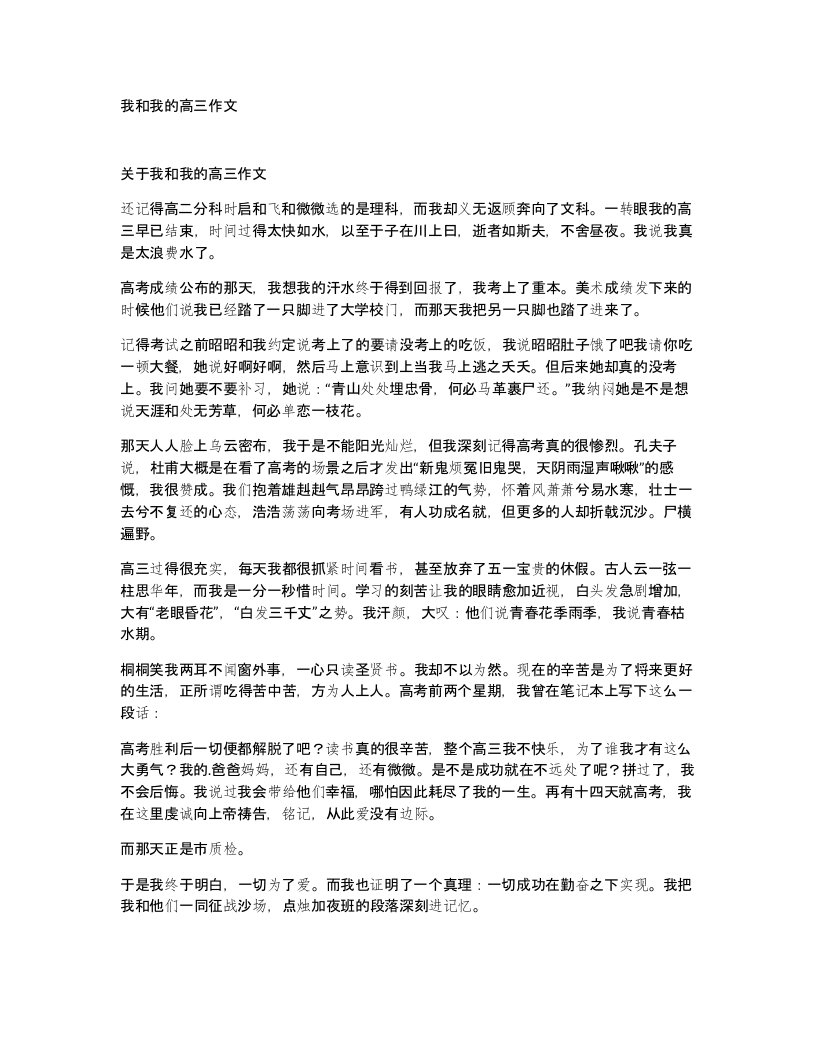 我和我的高三作文