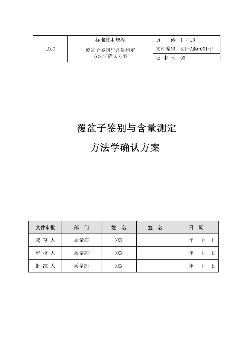 覆盆子鉴别与含量测定方法学确认方案