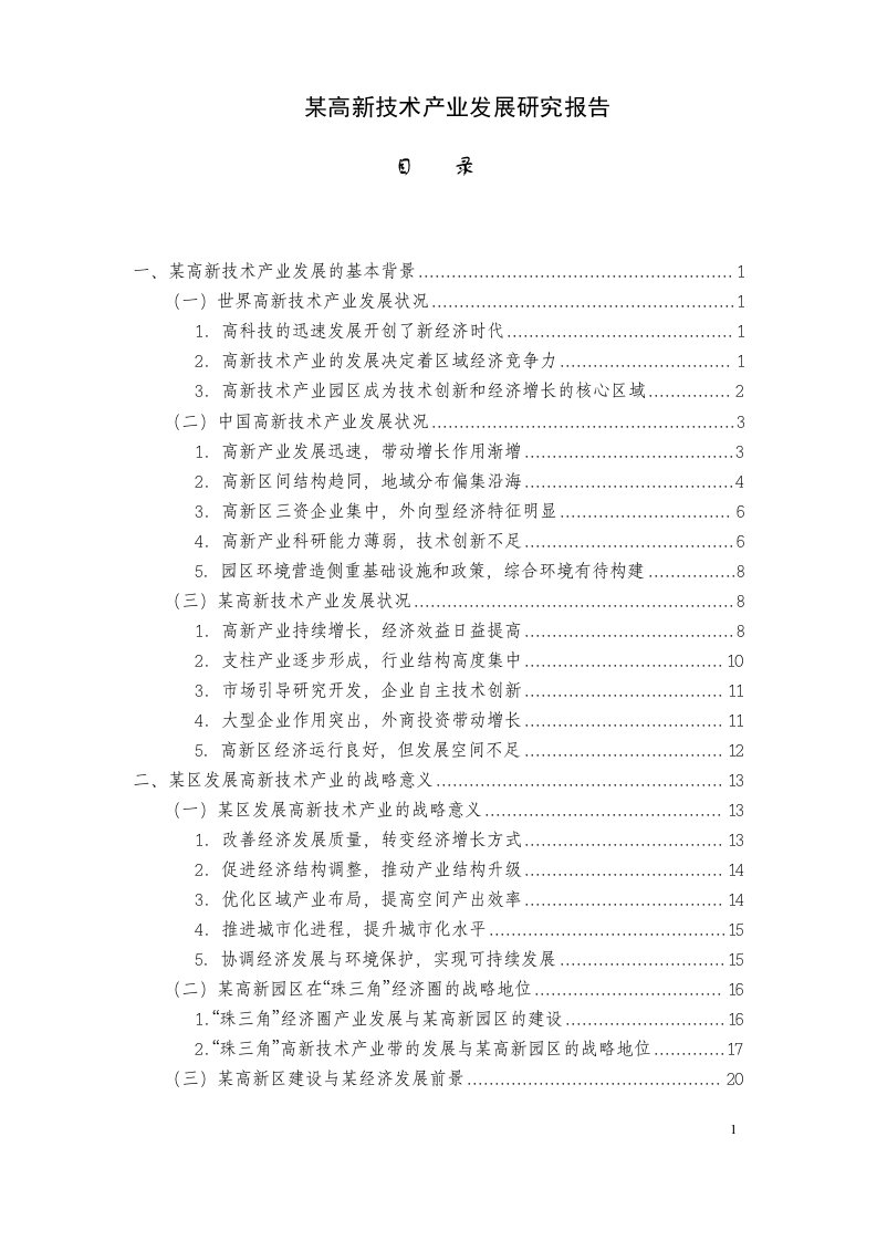 某高新技术产业发展研究报告