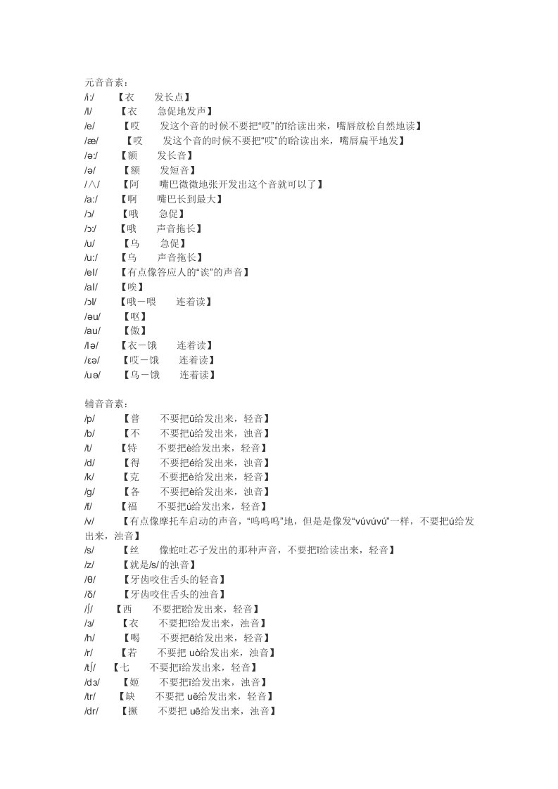 48个英语音标表