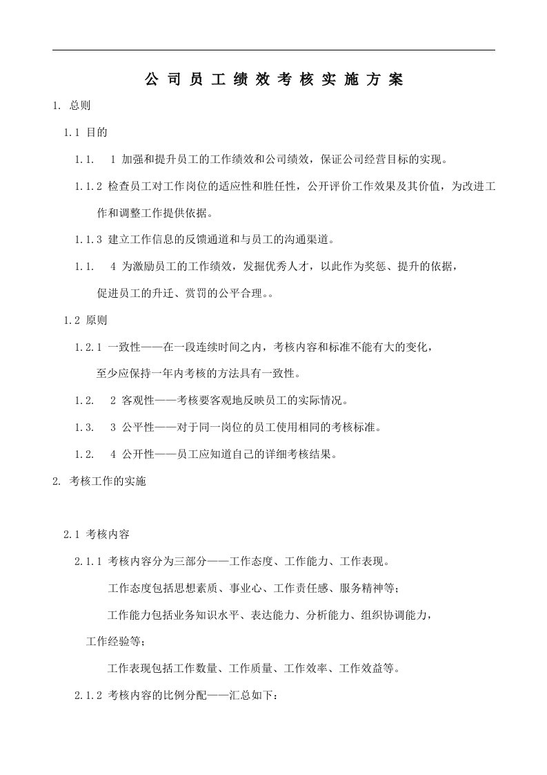 公司员工绩效考核实施方案doc11)(1)