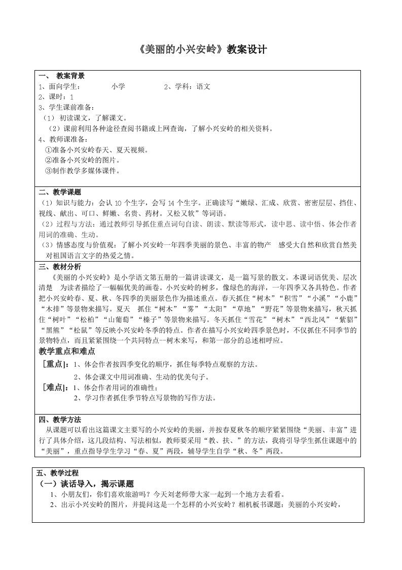 全国中小学“教学中的互联网应用”美丽的小兴安岭