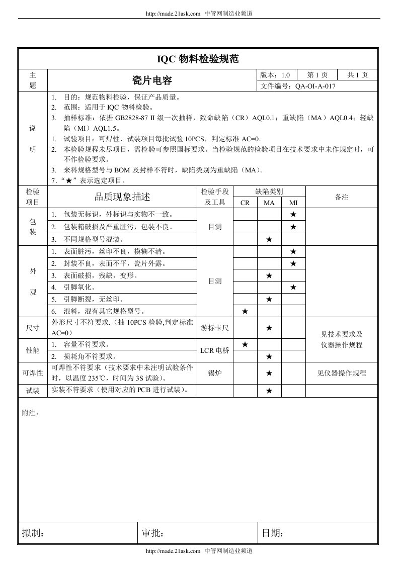 和而泰电子公司017瓷片电容-电子电信