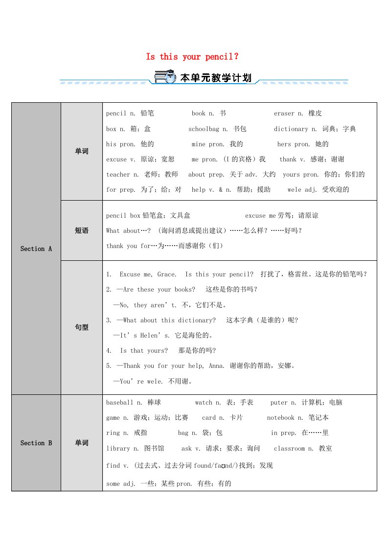 七年级英语上册