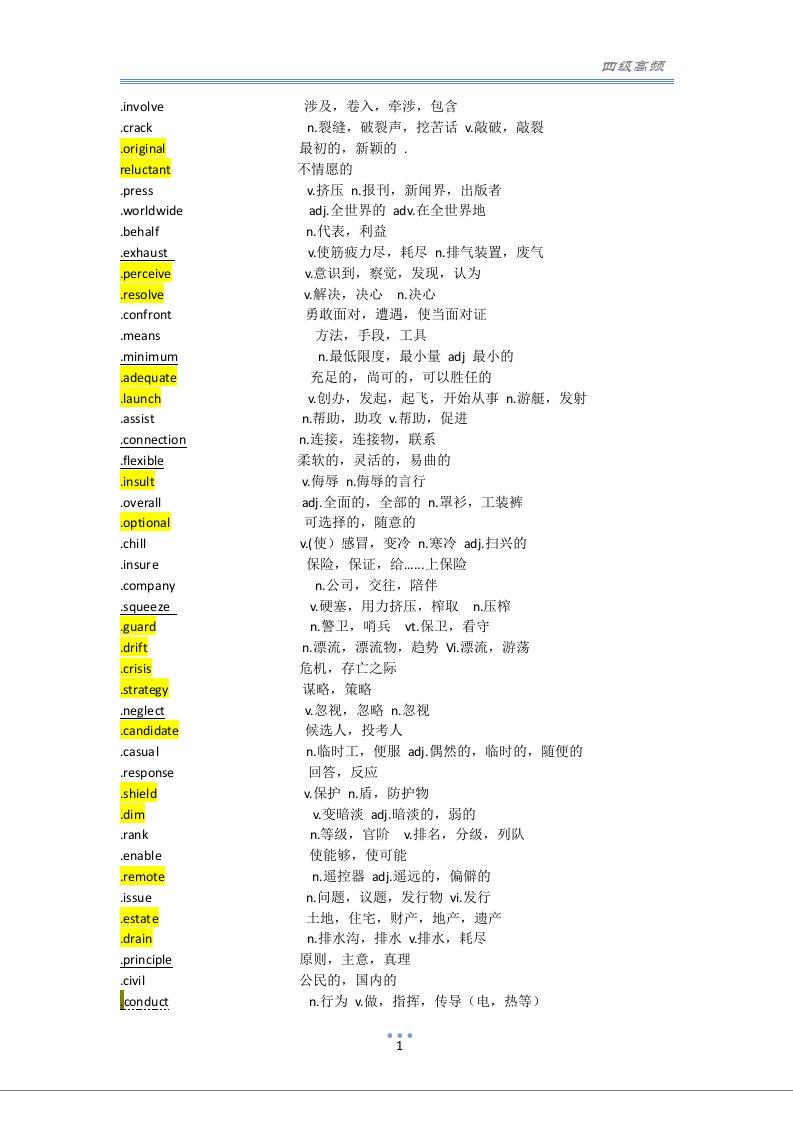 英语四级高频单词(百词斩)