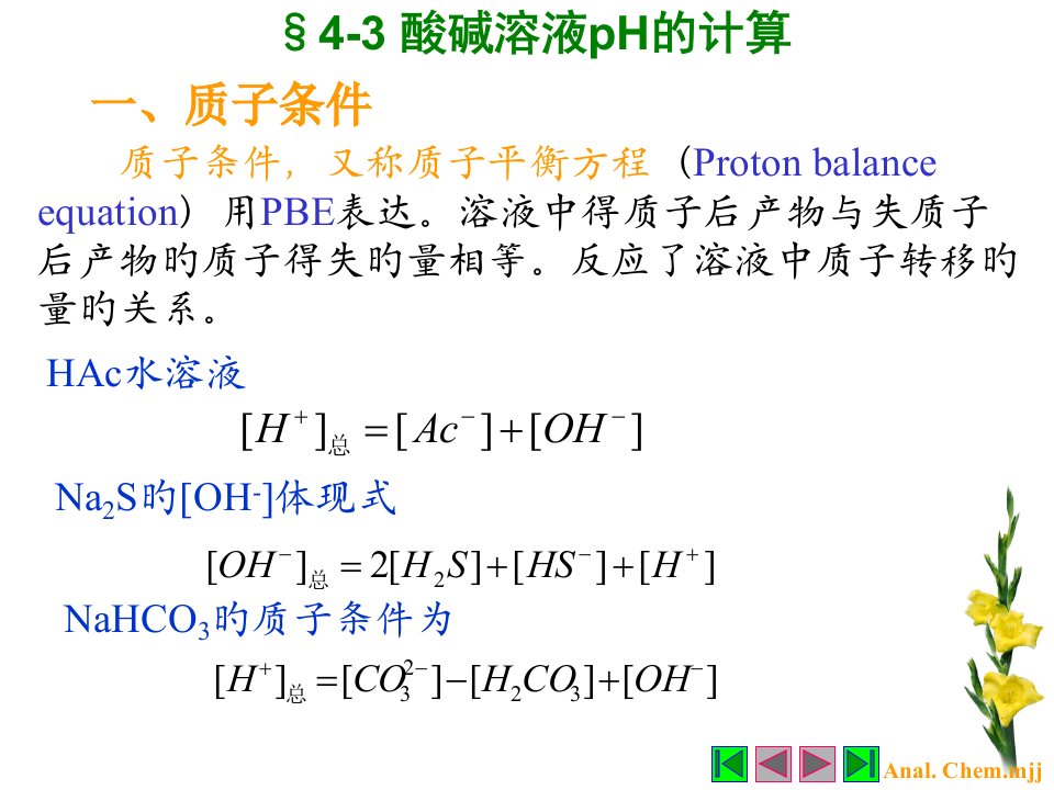 分析化学酸碱溶液pH的计算公开课一等奖市赛课获奖课件