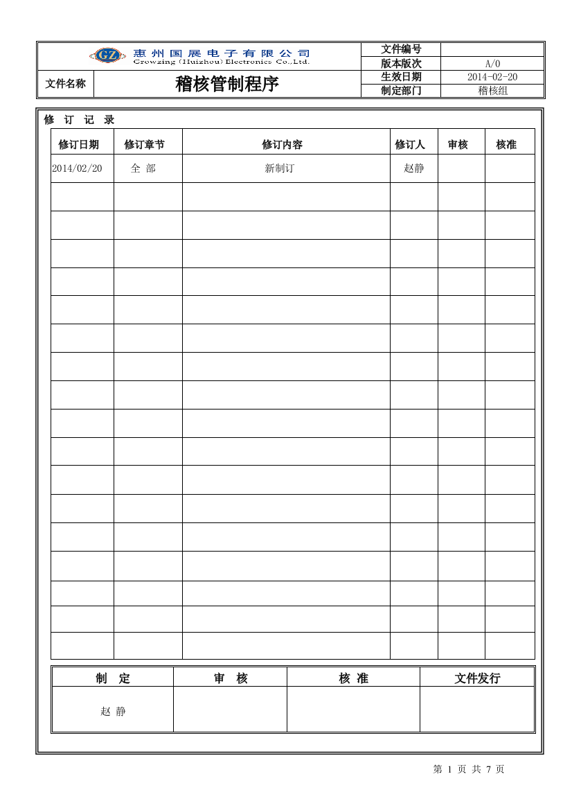 稽核程序文件