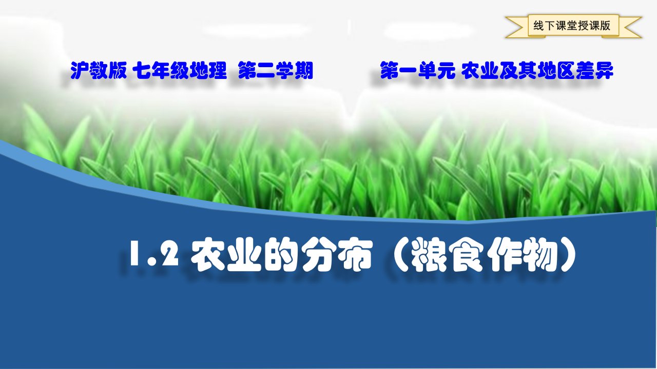 沪教版初中地理-七年级第二学期-1.2农业的分布(粮食作物)课件