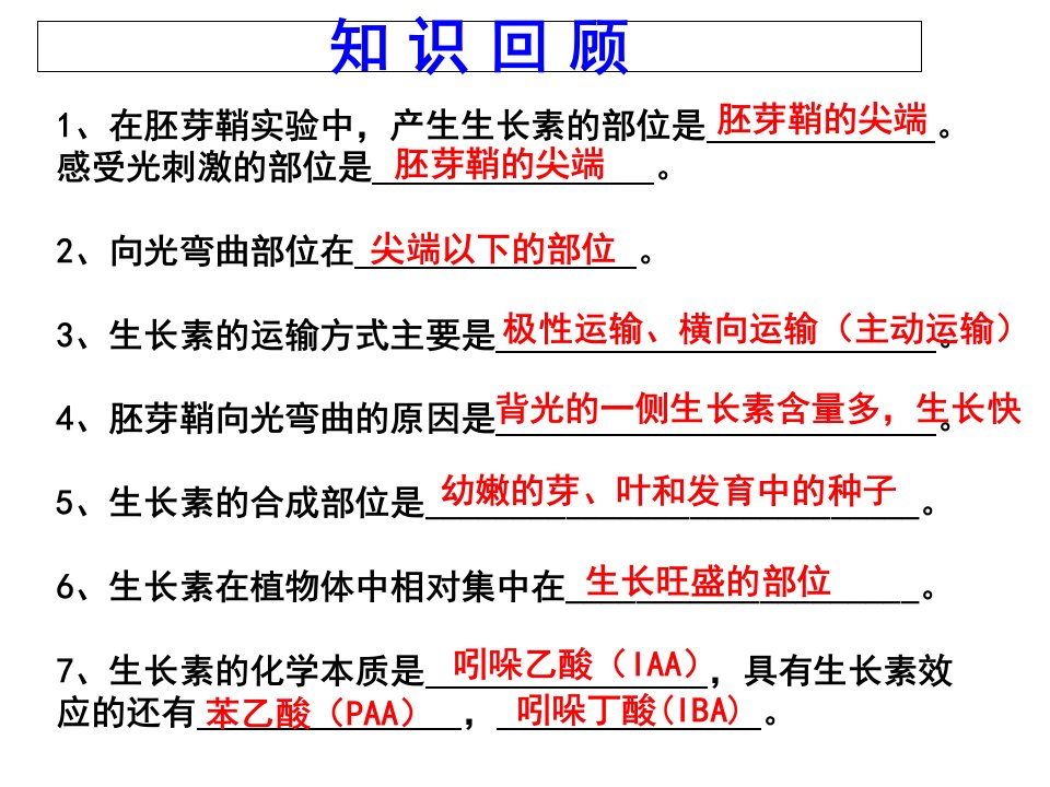 植物生长素的生理作用