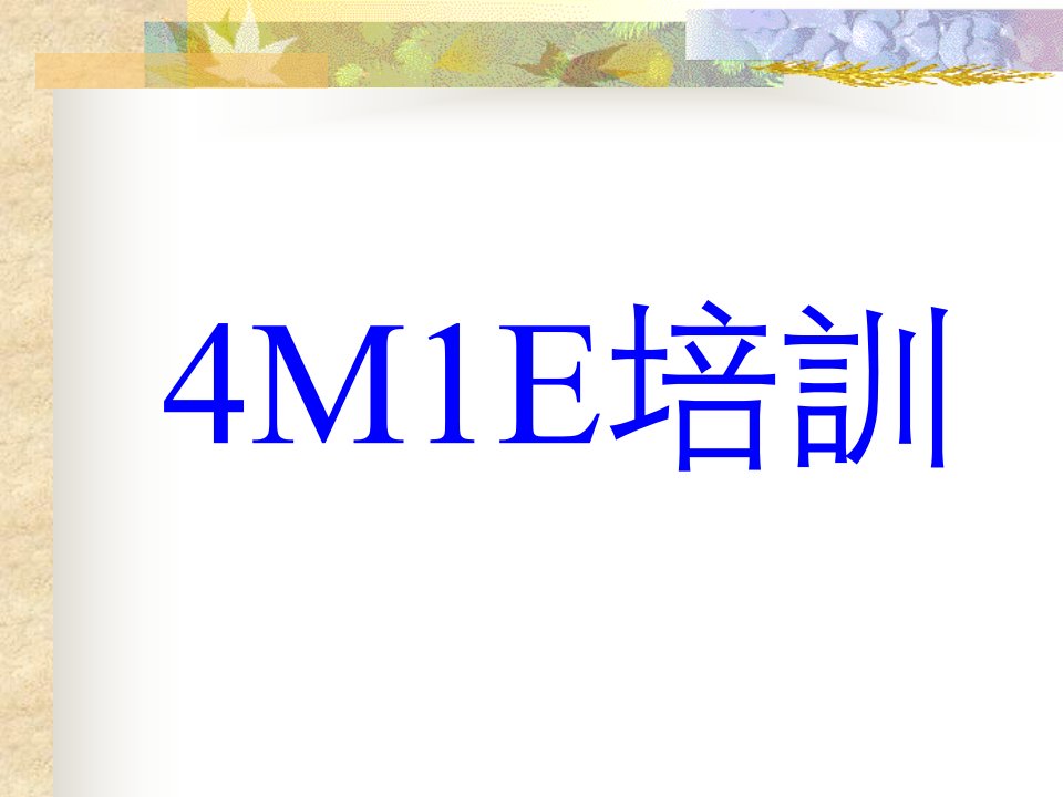 4M1E培训--课件(PPT演示稿)