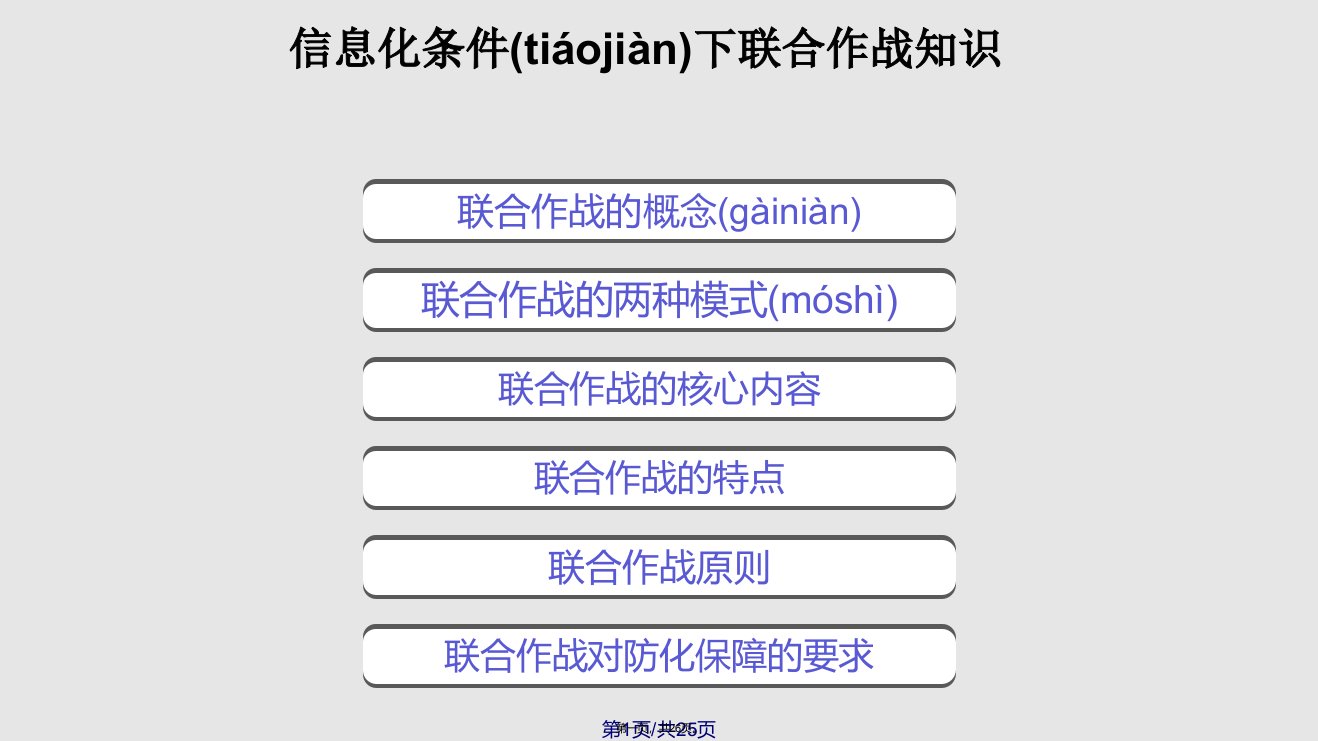 信息化条件下联合作战学习教案