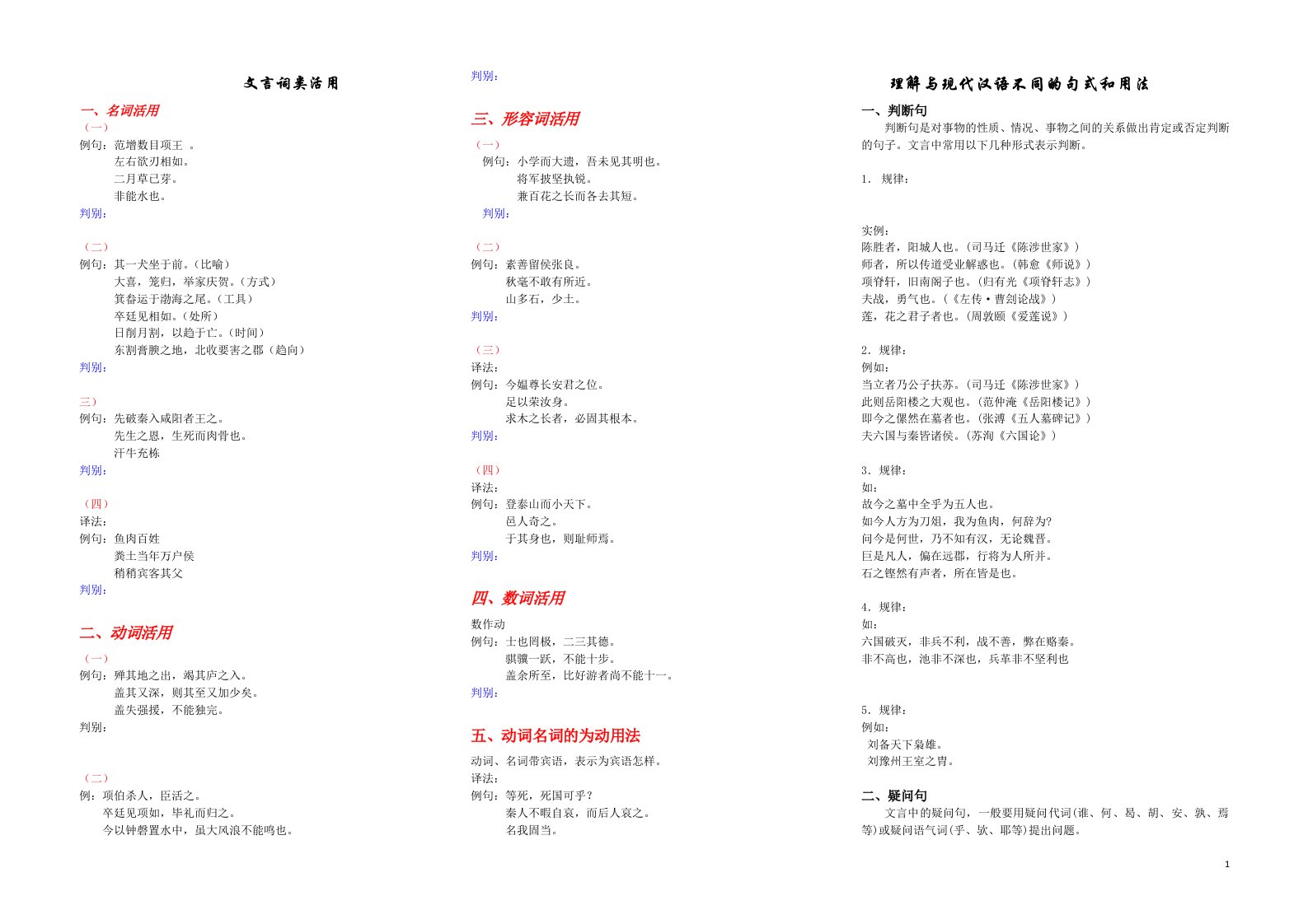 文言词类活用特殊句式学案