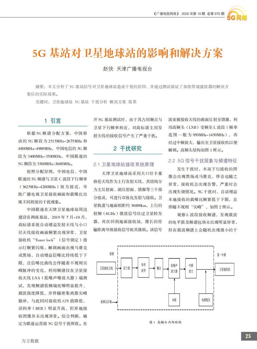 5g基站对卫星地球站的影响和解决方案论文