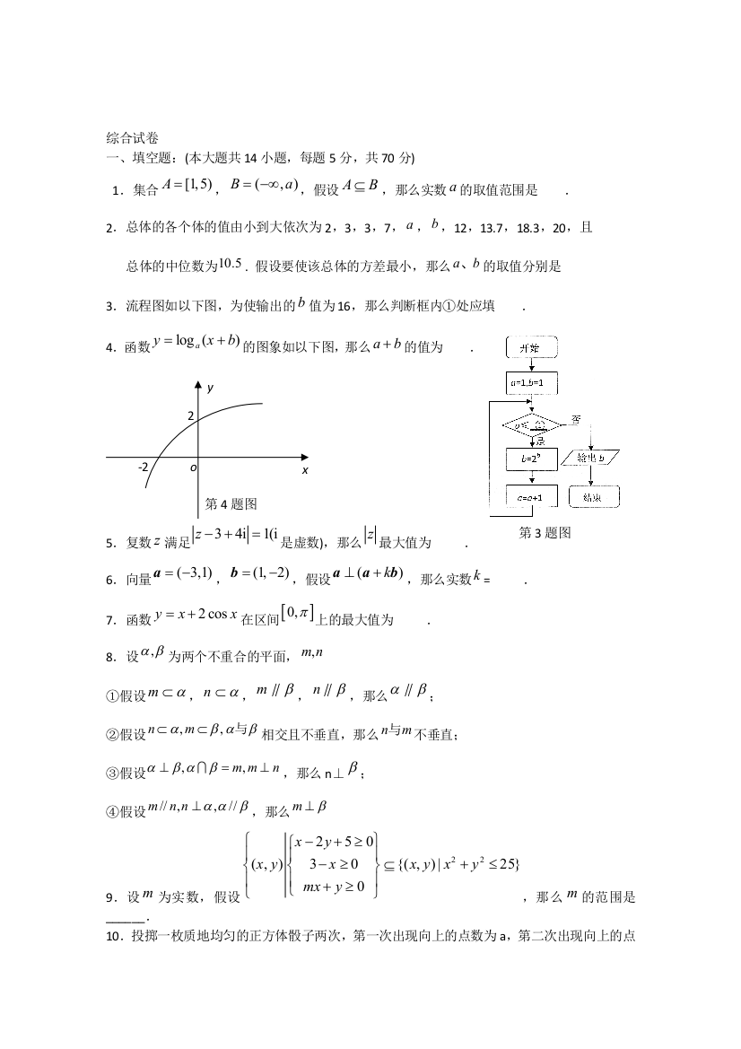 江苏省兴化市板桥高级中学高三上学期数学练习7