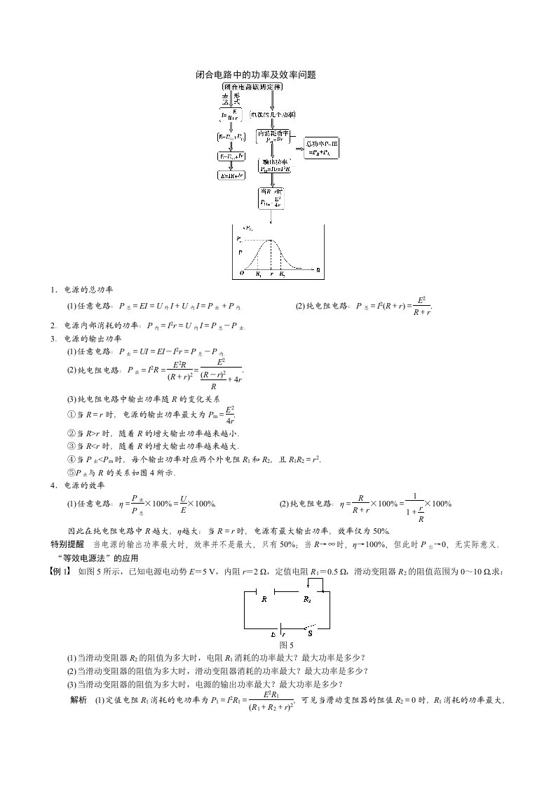 闭合电路中的功率及效率问题