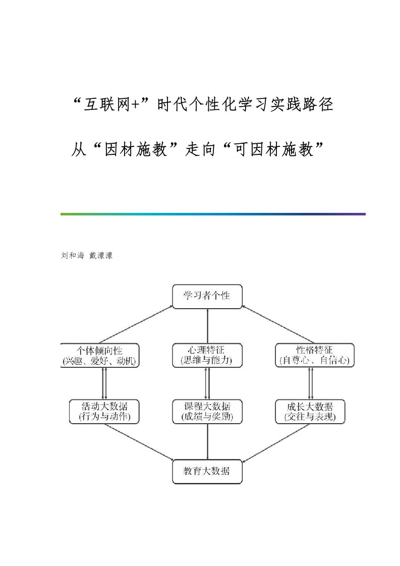 互联网+时代个性化学习实践路径：从因材施教走向可因材施教