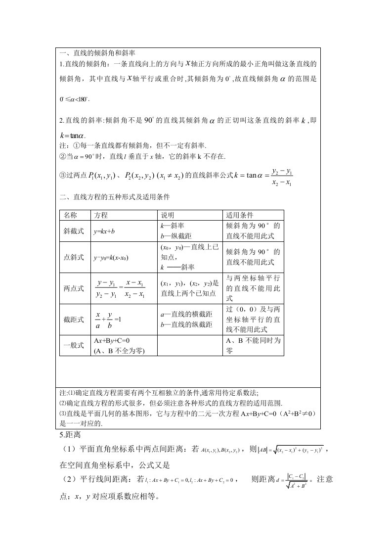 马巷打印1份高三数学直线与方程