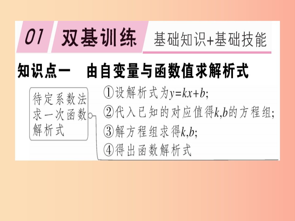 八年级数学下册第十九章一次函数19.2一次函数19.2.2.3用待定系数法求一次函数解析式习题课件