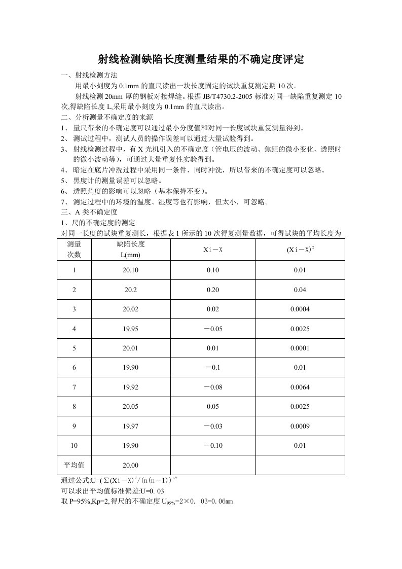 无损检测射线检测不确定度