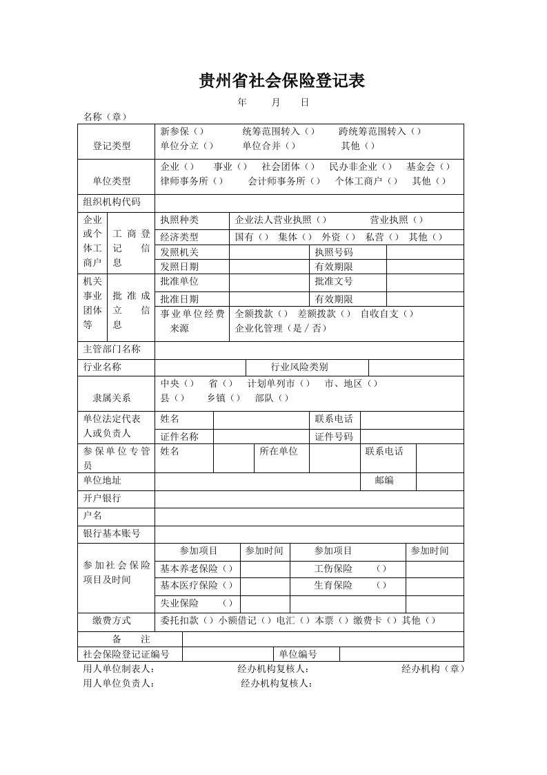 [贵州省社会保险登记表