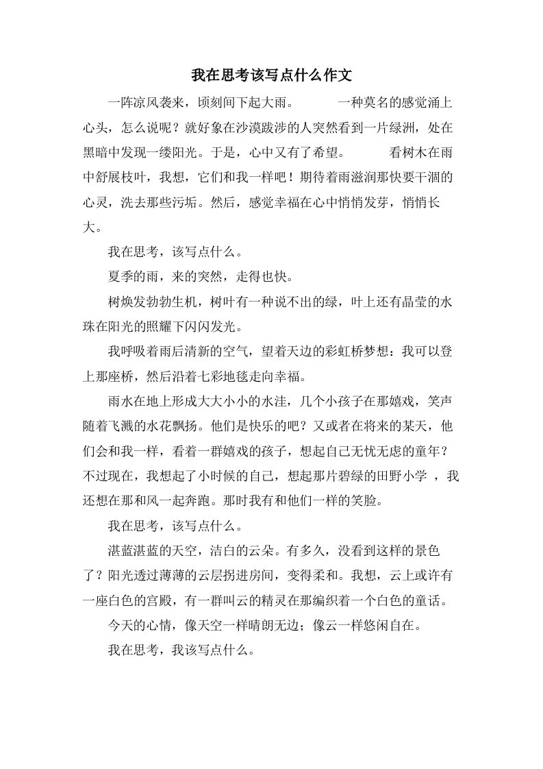 我在思考该写点什么作文