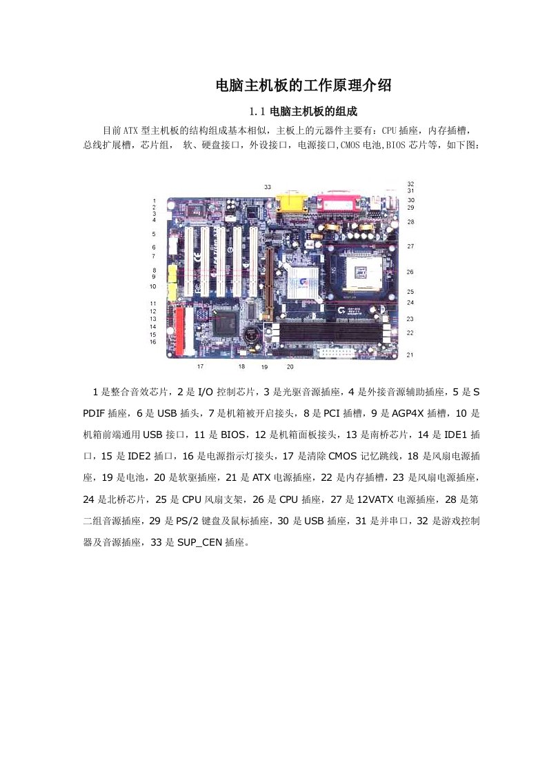 电脑主机板的工作原理介绍