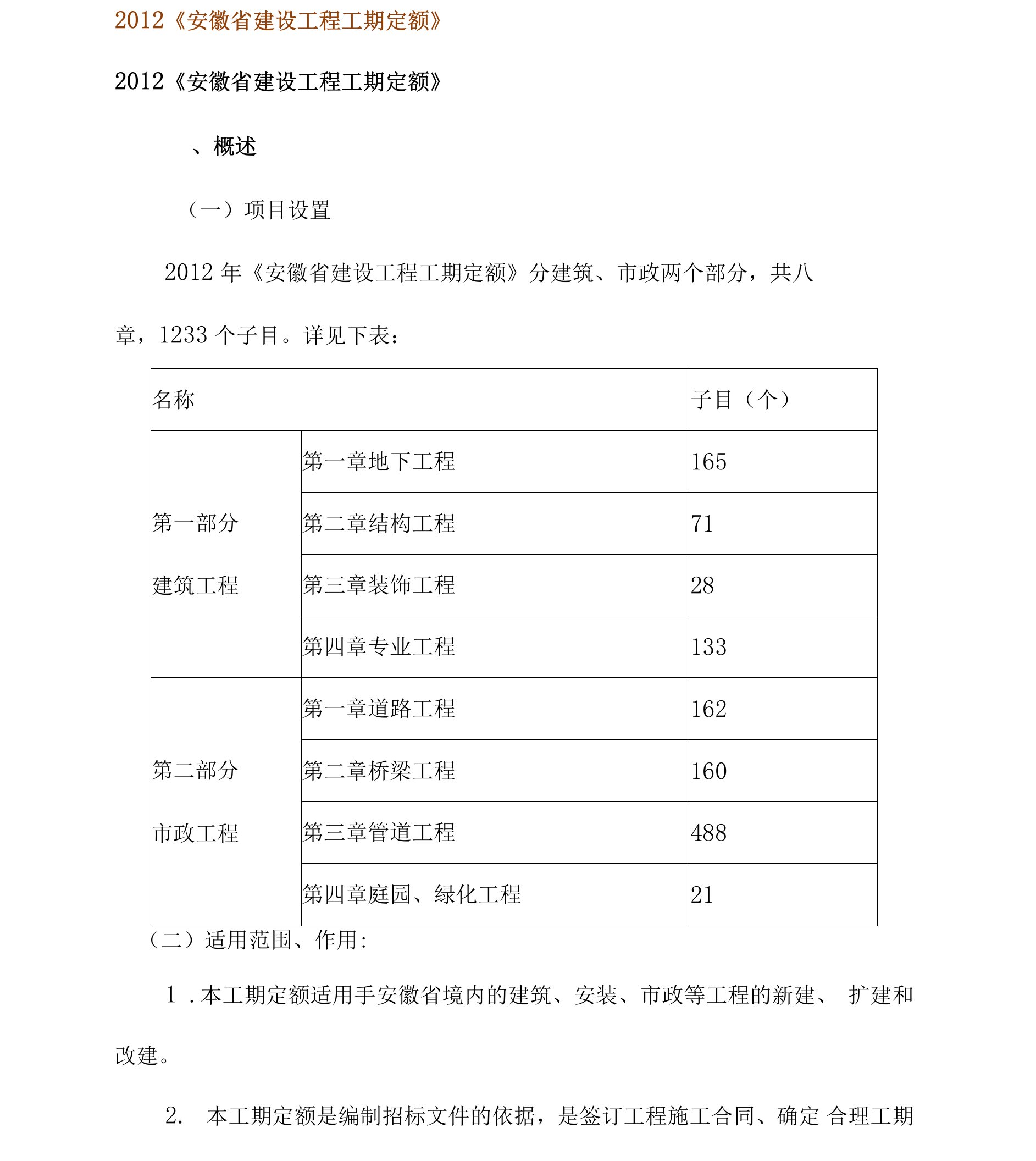 《安徽省建设工程工期定额》