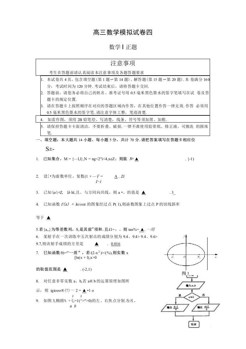 高三数学模拟试卷四