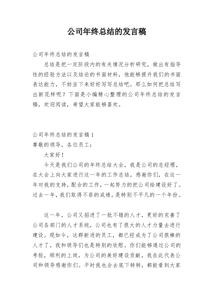 公司年终总结的发言稿_1