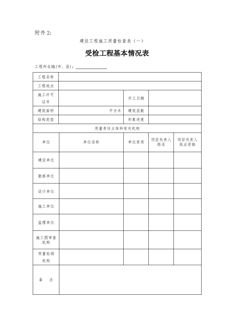 建设工程施工质量检查表(一)