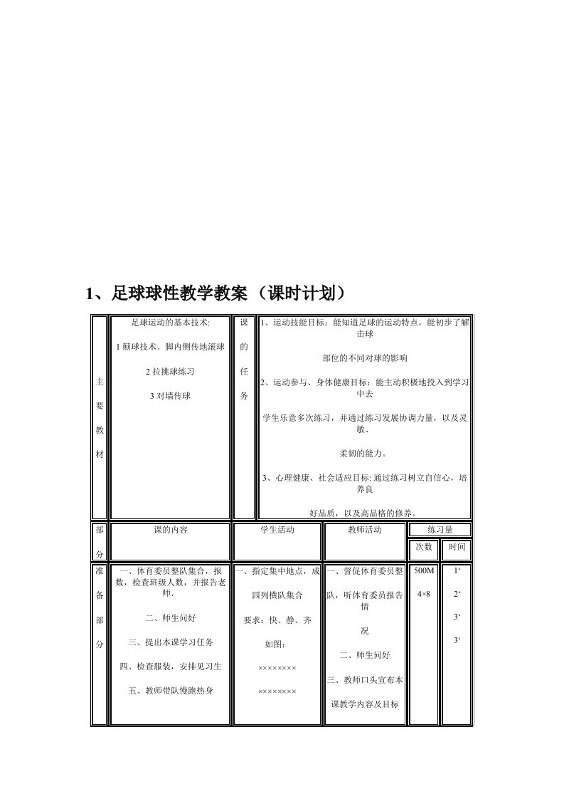 足球校本课程教案